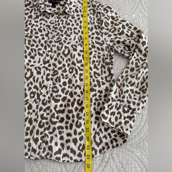 J. Crew Perfect Linen Blend Button Front Animal Print Long Sleeve Shirt - Picture 4 of 7